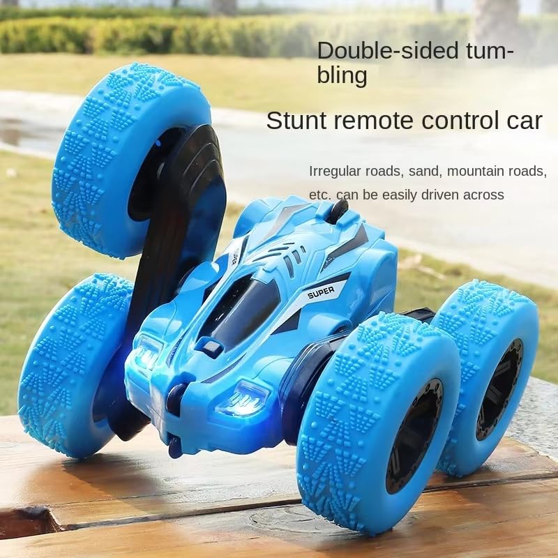 The Toys Home Double-Sided Tumbling Stunt Remote Control Car, 360° Flip Rollover RC Vehicle, All-Terrain Off-Road Toy Car with Fearless Stunt Design, Blue, for Kids Ages 6+ (Blue) - Image 3